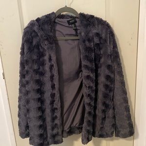 Forever 21 faux fur jacket with hood size small
